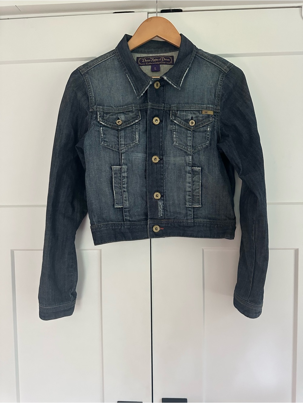 Divine Rights of Denim Dollhouse Dark Blue Cropped Denim Jacket